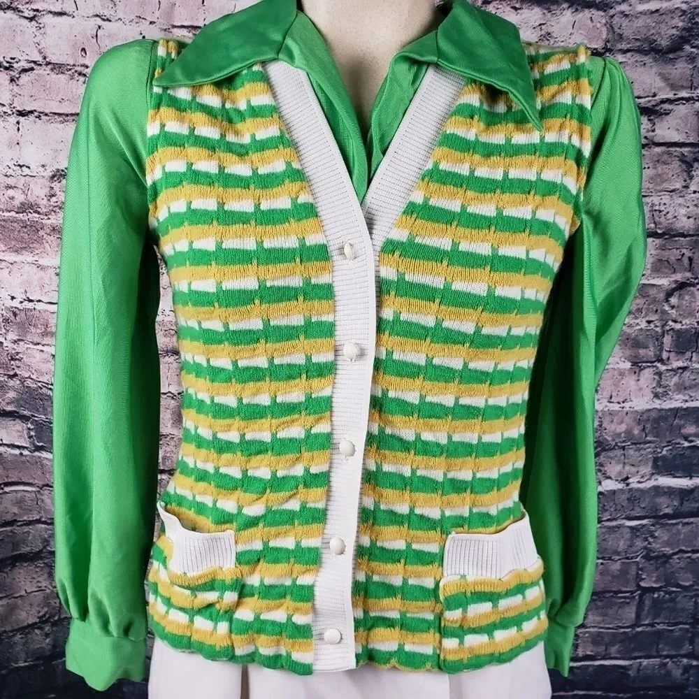 Vintage Long Sleeve Tennis Dress with Sweater Vest - Picture 2 of 8